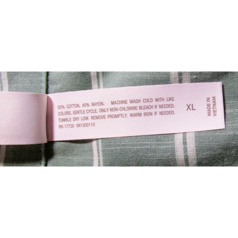 Auden Women's Sleepwear Pajama Top Green White Stripes Short Sleeves Size XL - Picture 6 of 8